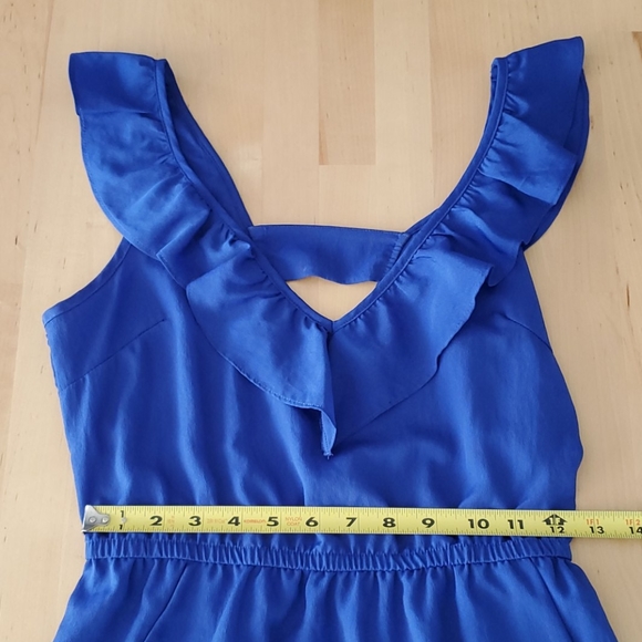 Kirra Blue Ruffle V-Neck Dress with Pockets - Picture 7 of 12
